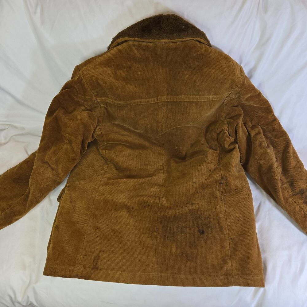 Vintage Distressed Corduroy Coat Put On Show Halloween Costume Prop Sz 22 Brown - Picture 15 of 16